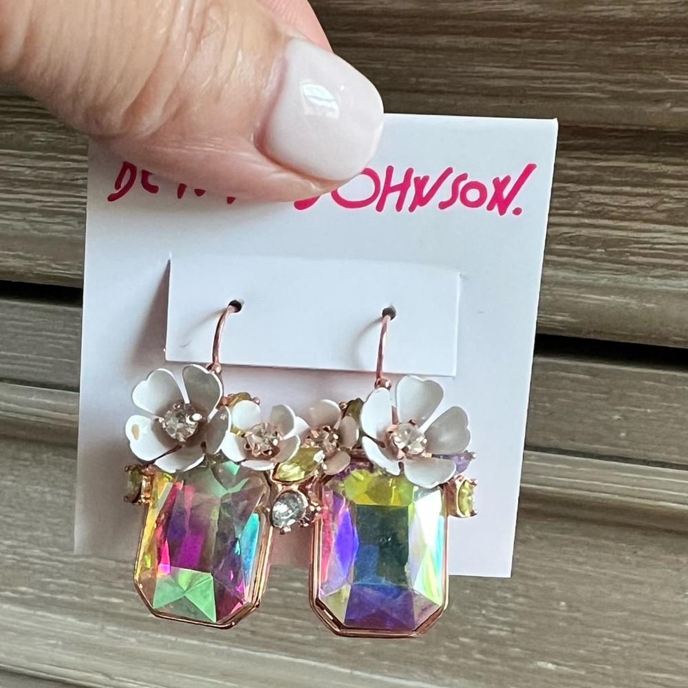 Betsey Johnson crystal and flower earrings
